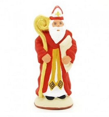 Mitre Saint Nicolas Rouge Et Dorée Boland - 35x33 Cm, 100% Polyester, Pour Fêtes Et Carnaval